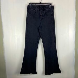 American Eagle Y2K Button Fly Highest Rise Flare Leg Black Denim Jeans 6 Regular